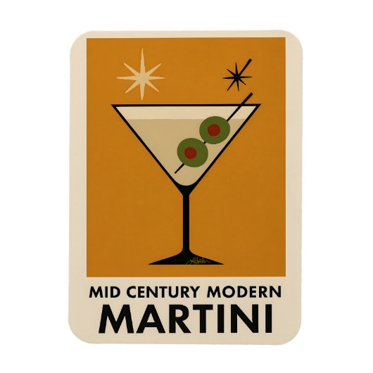 Magnet Flexible Affiche de style milieu du siècle moderne Martini (Vertical)