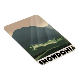 Magnet Flexible Affiche de vacances de style vintage de Snowdonia.