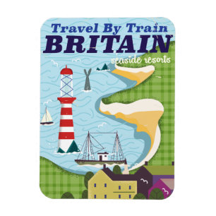 Magnet Flexible Affiche de vacances de train vintage de Grande-Bre