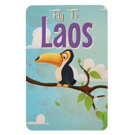 Magnet Flexible Affiche de vacances vintage Laos (Vertical)
