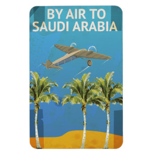 Magnet Flexible Affiche de Vintage voyage Air To Saudi Arabia