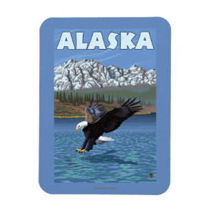 Magnet Flexible Affiche de Vintage voyage d'AlaskaBald Eagle