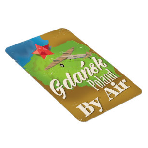 Magnet Flexible Affiche de vol vintage de Gdańsk Pologne