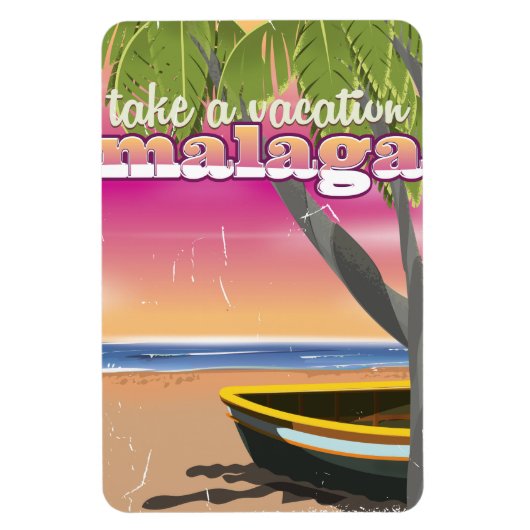 Magnet Flexible Affiche de voyage à Malaga en Espagne. (Vertical)