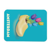 Magnet Flexible Affiche de voyage Amsterdam Cloggs et Tulips. (Horizontal)