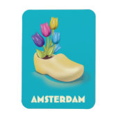 Magnet Flexible Affiche de voyage Amsterdam Cloggs et Tulips. (Vertical)