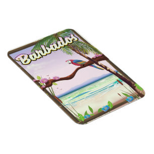 Magnet Flexible Affiche de voyage Barbados Parrot Landcape