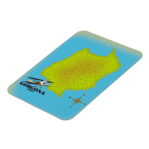 Magnet Flexible Affiche de voyage carte de Gorgone Italie.