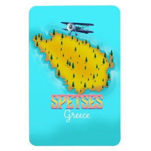 Magnet Flexible Affiche de voyage carte de l'île grecque de Spetse