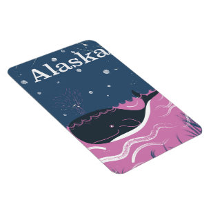 Magnet Flexible Affiche de voyage de baleine vintage de l'Alaska