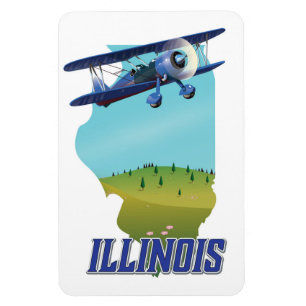 Magnet Flexible Affiche de voyage de carte vintage de l'Illinois