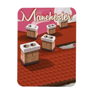 Magnet Flexible Affiche de voyage de dessin animé de Manchester, A