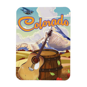 Magnet Flexible Affiche de voyage de dessin animé vintage Colorado