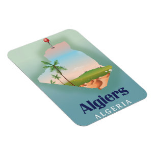 Magnet Flexible Affiche de voyage de la carte algérienne d'Alger