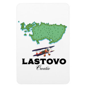 Magnet Flexible Affiche de voyage de la carte de Lastovo Croatie.
