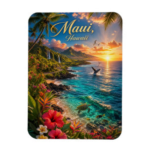 Magnet Flexible Affiche de voyage de la côte tropicale de Maui Haw