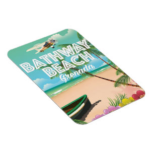 Magnet Flexible Affiche de voyage de la plage de Bathway à Grenade