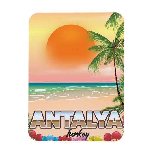 Magnet Flexible Affiche de voyage de plage d'Antalya Turquie (Vertical)