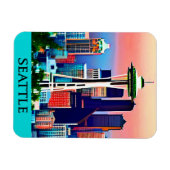 Magnet Flexible Affiche de voyage de Seattle sous un ciel d'aube (Horizontal)