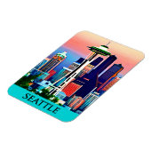 Magnet Flexible Affiche de voyage de Seattle sous un ciel d'aube (Côté Gauche)