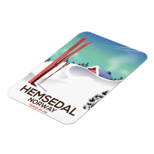 Magnet Flexible Affiche de voyage de ski à Hemsedal en Norvège