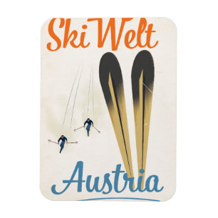Magnet Flexible Affiche de voyage de ski Skiwelt Autriche