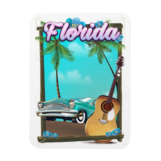 Magnet Flexible Affiche de voyage de style rétro de Floride (Vertical)