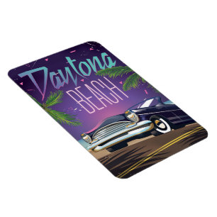 Magnet Flexible Affiche de voyage de voiture vintage de Daytona Be