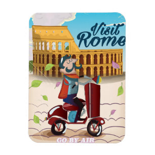 Magnet Flexible Affiche de voyage du dessin animé de Rome