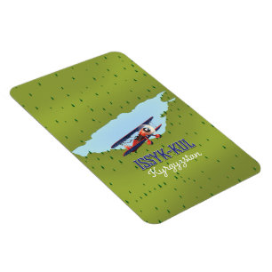 Magnet Flexible Affiche de voyage du lac Issyk-Koul Kirghizistan.