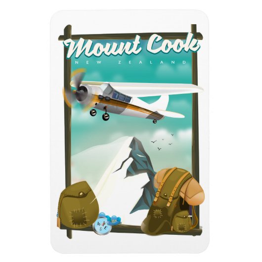 Magnet Flexible Affiche de voyage du Mont Cook Nouvelle-Zélande (Vertical)