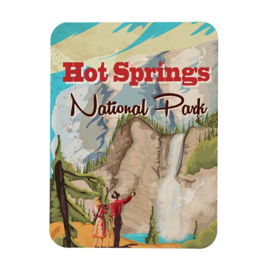 Magnet Flexible affiche de voyage du parc national Hot Springs (Vertical)