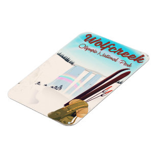 Magnet Flexible Affiche de voyage du parc national olympique Wolf 