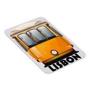 Magnet Flexible Affiche de voyage du tramway jaune de Lisbonne
