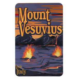 Magnet Flexible Affiche de voyage du volcan du Vésuve