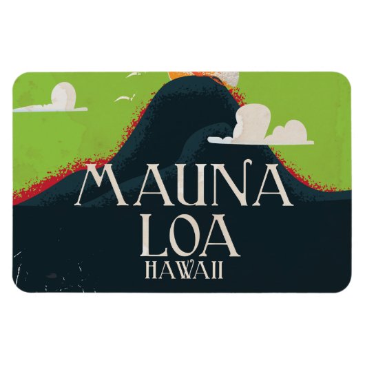Magnet Flexible Affiche de voyage du volcan Hawaii Mount Loa (Horizontal)