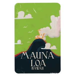 Magnet Flexible Affiche de voyage du volcan Hawaii Mount Loa
