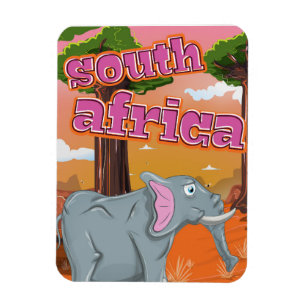 Magnet Flexible Affiche de voyage en Afrique du Sud dessin animé