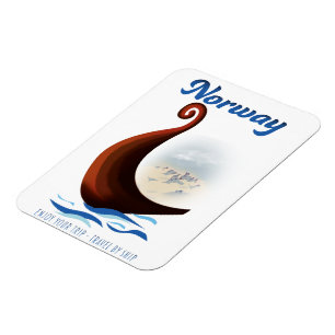 Magnet Flexible Affiche de voyage en bateau long de Norvège