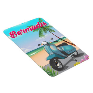 Magnet Flexible Affiche de voyage en scooter de plage des Bermudes