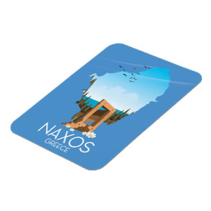 Magnet Flexible Affiche de voyage grecque carte de Naxos.