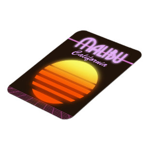 Magnet Flexible Affiche de voyage Malibu Californie coucher de sol