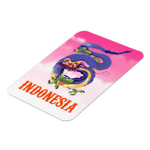 Magnet Flexible Affiche de voyage rétro Dragon d'Indonésie