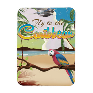 Magnet Flexible Affiche de voyage rétro vintage de l'île des Caraï