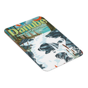 Magnet Flexible Affiche de voyage sur le fleuve européen Danube