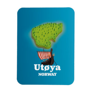 Magnet Flexible Affiche de voyage Utøya Norvège