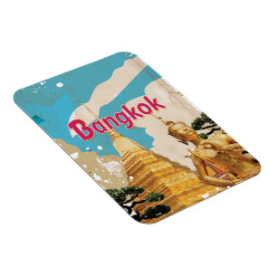 Magnet Flexible Affiche de voyage vintage à Bangkok