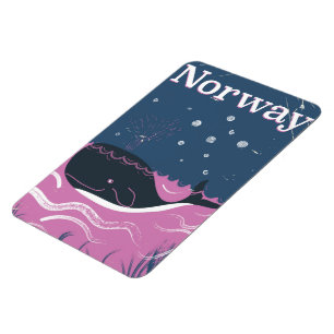 Magnet Flexible Affiche de voyage vintage baleine Norvège