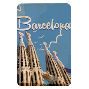 Magnet Flexible Affiche de voyage vintage Barcelone