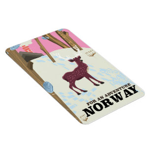 Magnet Flexible Affiche de voyage vintage cerf de Norvège